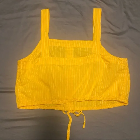 A New Day Yellow and White Striped Crop Top Size L - Picture 3 of 8